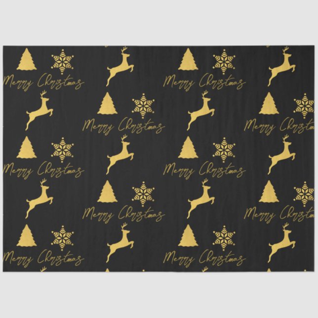 Christmas Black & Gold Pattern  Tissue Paper (Front)