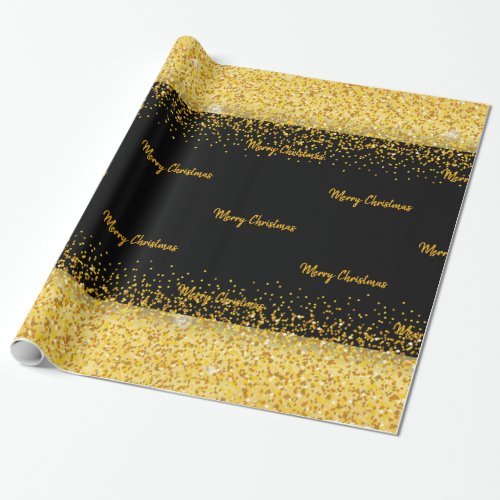 Christmas black gold sparkle elegant wrapping paper