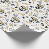 Coffee and Chocolate Biscuits Pattern Brown Food Wrapping Paper