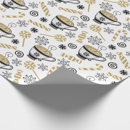 Christmas Black Gold White Coffee Cup Candy Wrapping Paper