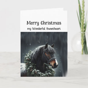 Christmas Black Horse Wonderful Sweetheart Card