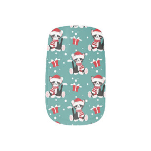 Christmas Black Kitty Pattern Minx Nail Art