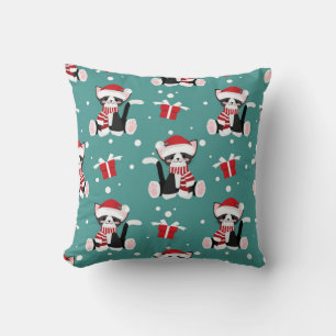 Christmas Black Kitty Pattern Throw Pillow