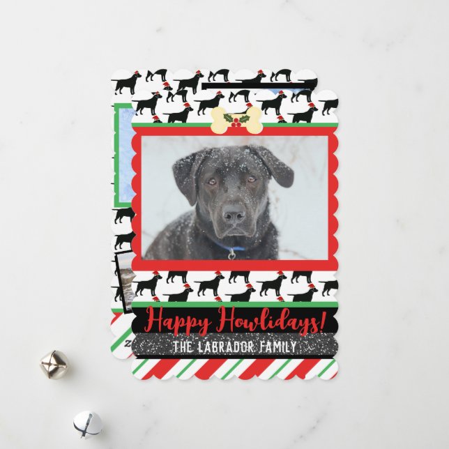 Christmas Black Lab Dog Add Your Photo Holiday Card (Front/Back In Situ)