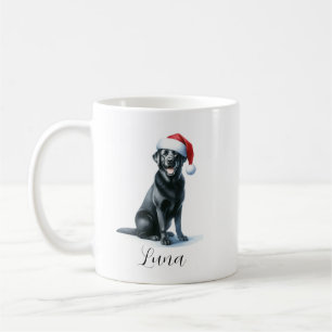 Christmas Black Lab Dog in Santa Hat Coffee Mug