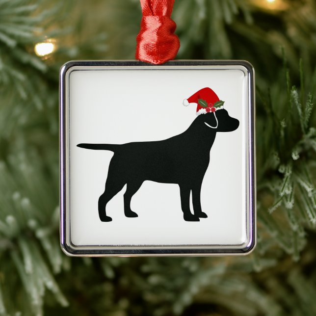 Christmas Black Lab Dog Metal Ornament (Tree)