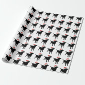 Christmas Black Lab Dog wearing Santa Claus Hat Wrapping Paper (Unrolled)