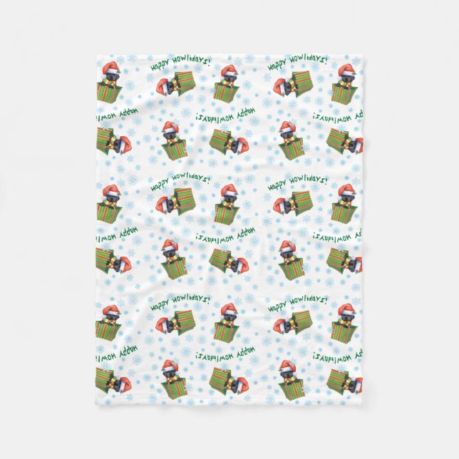 Christmas Black Lab Fleece Blanket (Front)