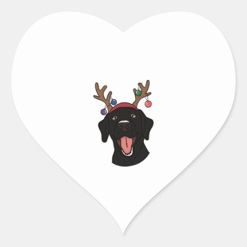 Christmas Black Lab   Heart Sticker