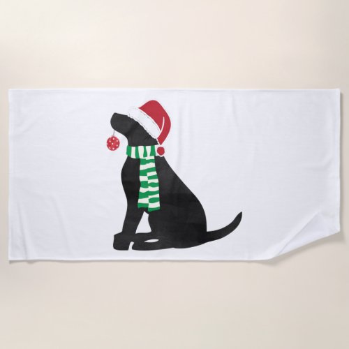 Christmas Black Lab Holiday Dog  Beach Towel