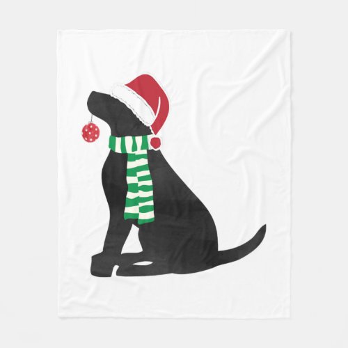 Christmas Black Lab Holiday Dog  Fleece Blanket