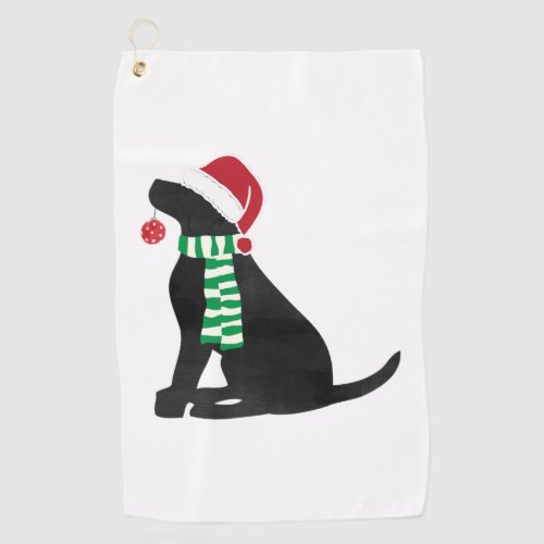 Christmas Black Lab Holiday Dog  Golf Towel