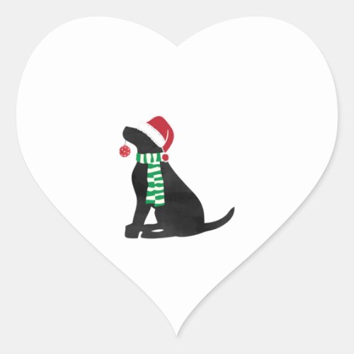 Christmas Black Lab Holiday Dog  Heart Sticker