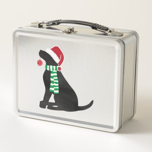 Christmas Black Lab Holiday Dog  Metal Lunch Box