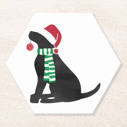 Christmas Black Lab Holiday Dog  Paper Coaster