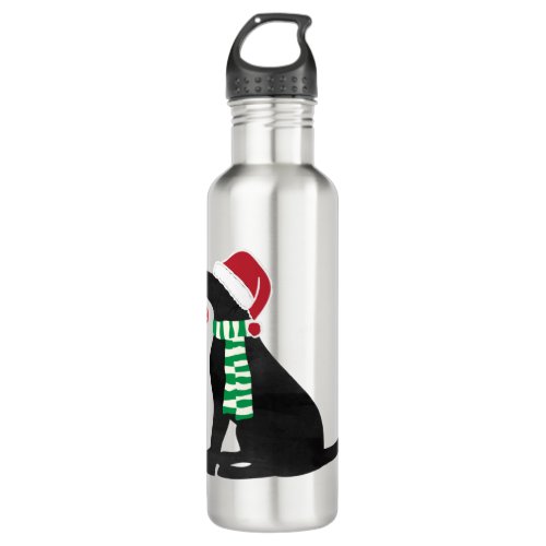 Christmas Black Lab Holiday Dog  Stainless Steel Water Bottle