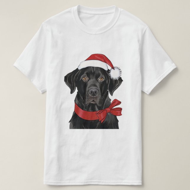 Christmas Black Lab Holiday Dog  T-Shirt (Design Front)