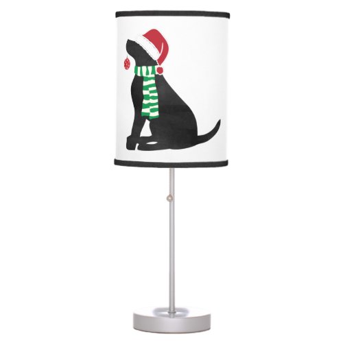 Christmas Black Lab Holiday Dog  Table Lamp