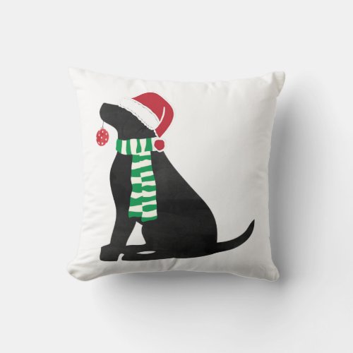Christmas Black Lab Holiday Dog  Throw Pillow