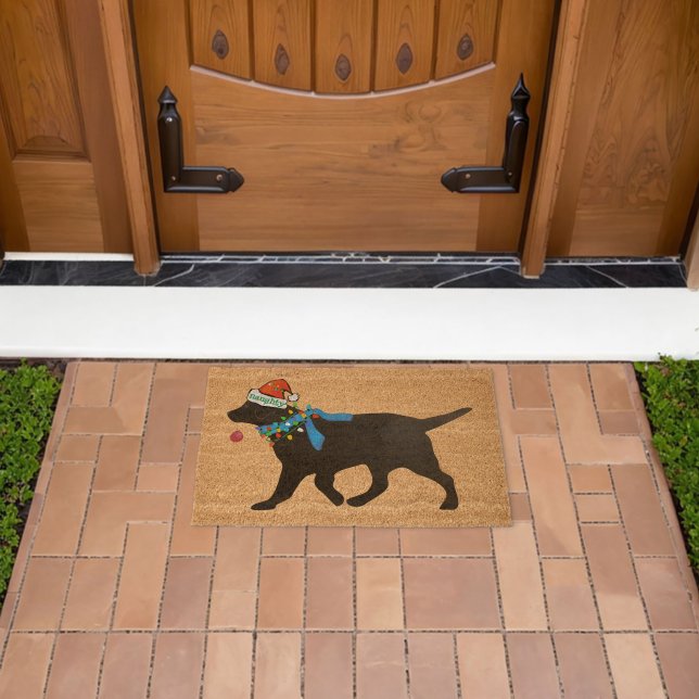 Christmas Black Lab Naughty but Nice Holiday Fiber Doormat (Insitu (Outdoor))