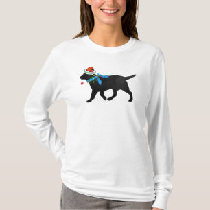 Christmas Black Lab Naughty but Nice Long T-Shirt