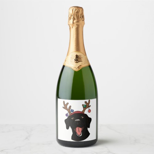 Christmas Black Lab   Sparkling Wine Label