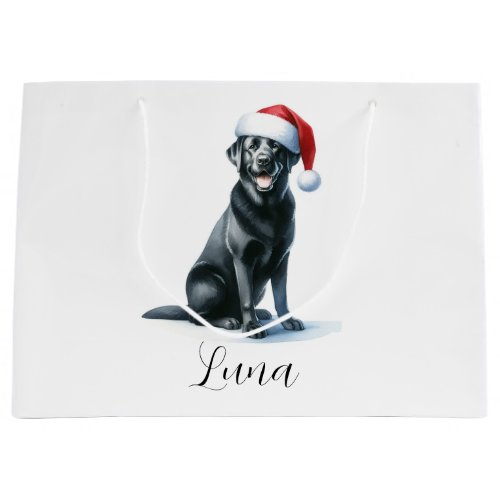 Christmas Black Labrador Dog in Santa Hat Gift Bag