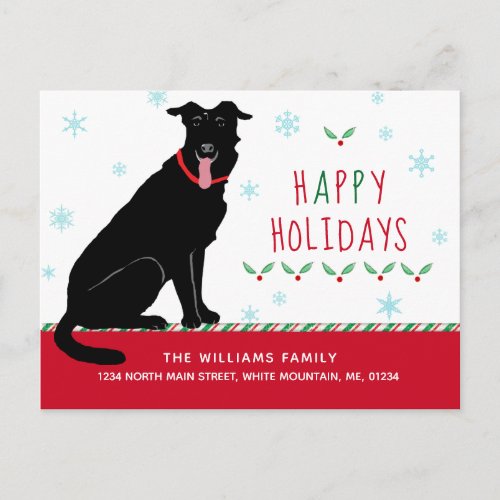 Christmas Black Labrador Happy Holidays Moving Announcement Postcard