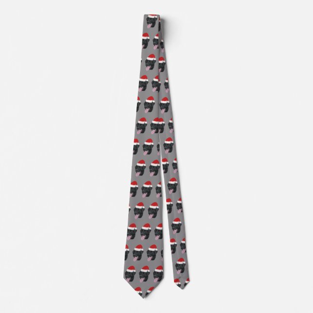 Christmas Black Labrador Retriever Dog Neck Tie (Front)