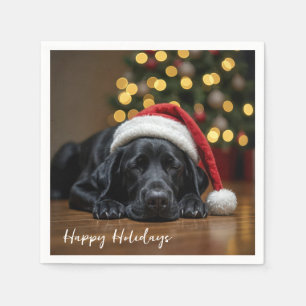Christmas Black Labrador Retriever Napkins