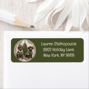 Christmas Black Labrador Retriever Puppy Label