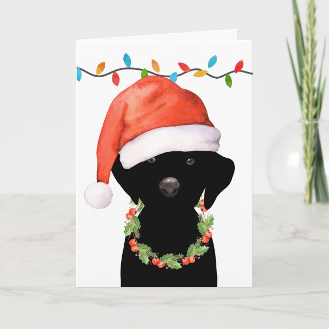 Christmas Black Labrador Santa Dog Holiday Card (Front)