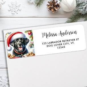 Christmas Black Labrador Santa Dog Return Address Label