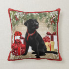 chocolate lab christmas pillow