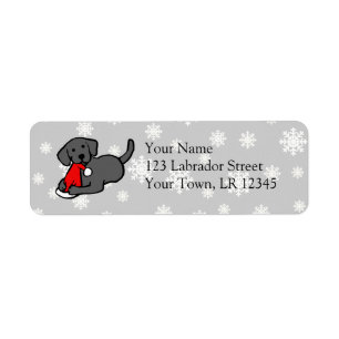 Christmas Black Labradors Cartoon Label
