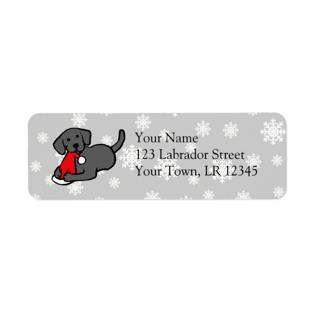 Christmas Black Labradors Cartoon Label (Front)