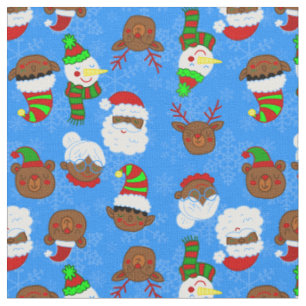 christmas black mrs claus african santa elf bear  fabric