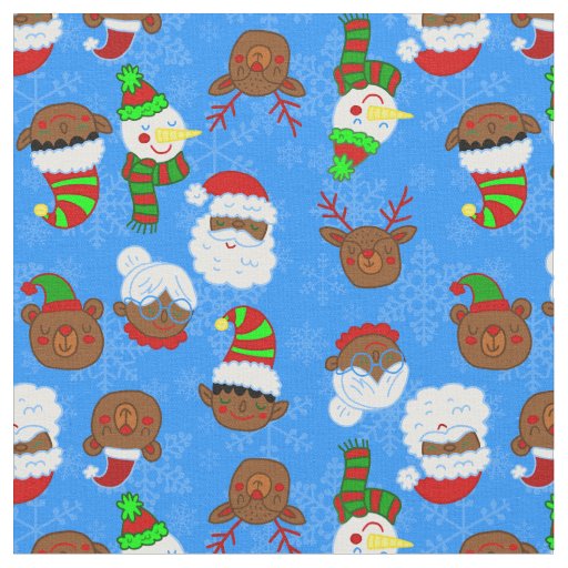 christmas black mrs claus african santa elf bear  fabric