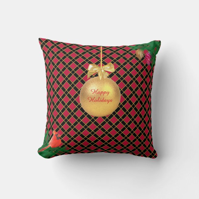Christmas Black & Red Throw Pillow (Front)