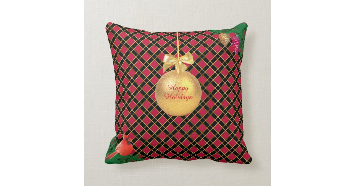 Christmas Black & Red Throw Pillow