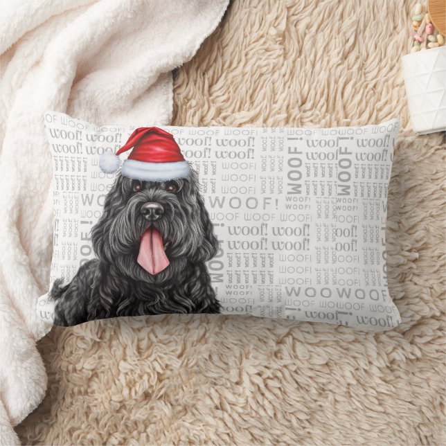 Christmas Black Russian Terrier Dog Holiday Lumbar Pillow (Blanket)