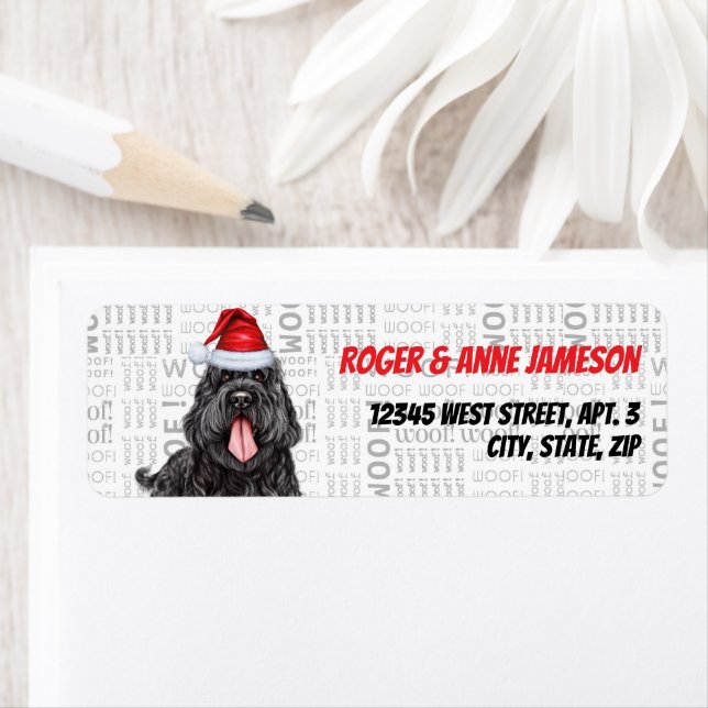 Christmas Black Russian Terrier Holiday Address Label (Insitu)