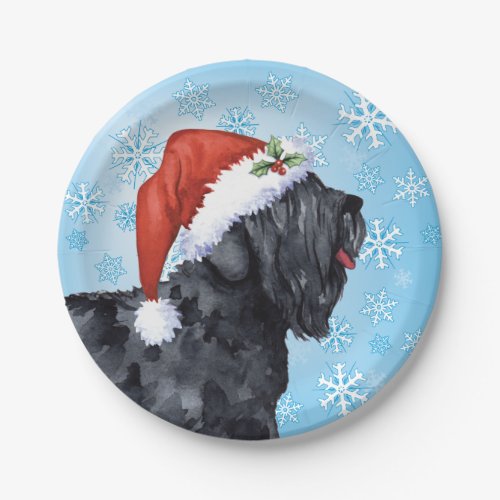 Christmas Black Russian Terrier Paper Plate