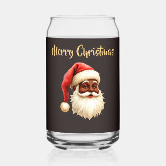 Christmas Black Santa Claus Licorice-Color Wrap Can Glass
