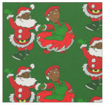 christmas black santa claus wife fabric