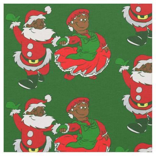 christmas black santa claus wife fabric