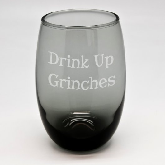 Christmas Black Stemless Wine Glass  (Front)