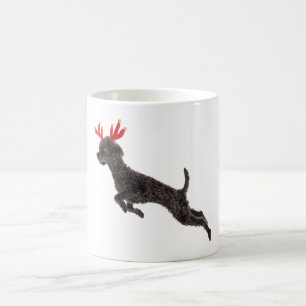 Christmas Black Toy Poodle Dog Reindeer Antlers Coffee Mug