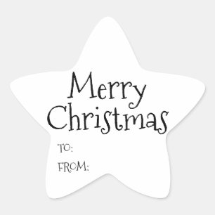 Christmas black white blank to from cute star sticker