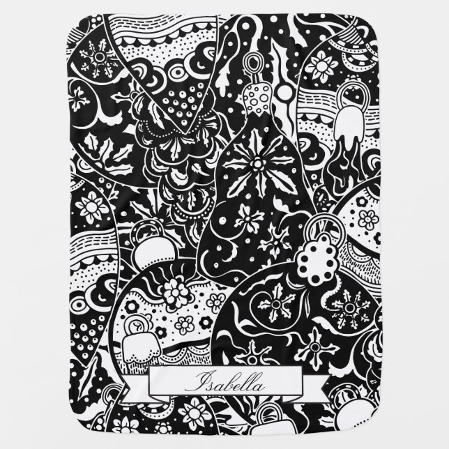 Christmas Black & White Pattern  Baby Blanket (Front)